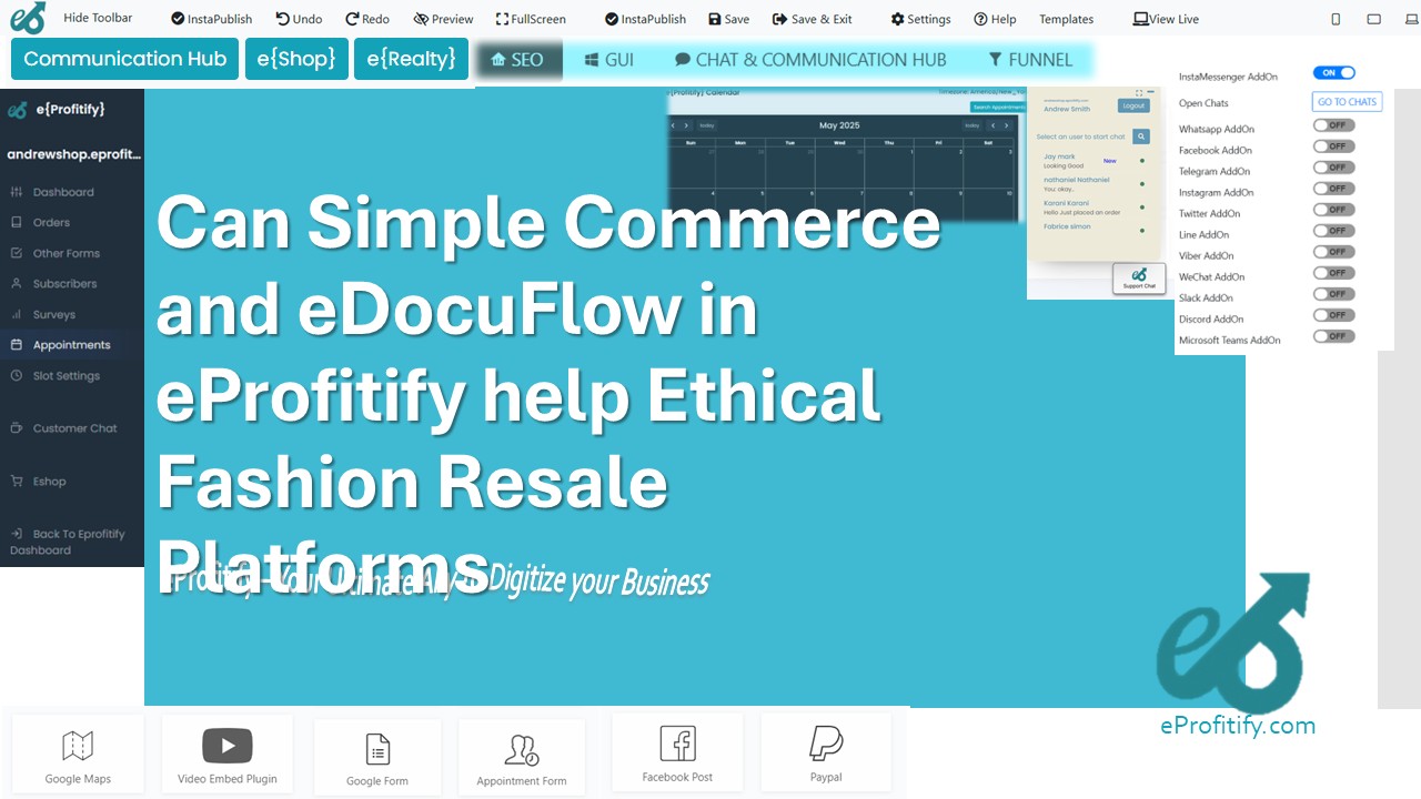 Can Simple Commerce and eDocuFlow in eProfitify help Ethical Fashion Resale Platforms